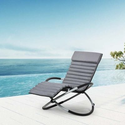 Outsunny Steel Frame Garden Rocking Chair-Grey-84A-159