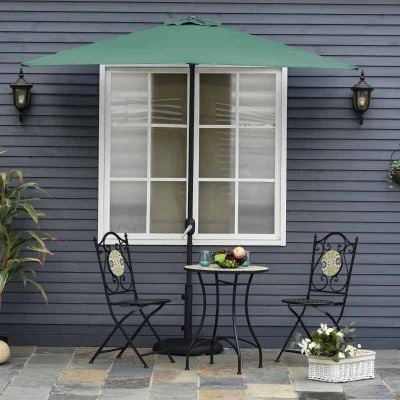 Outsunny 2.3m Half Round Parasol - Green - 84D-074GN