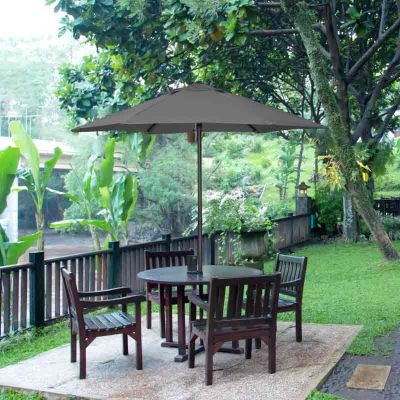 Outsunny 1.96m Patio Parasol with 6 Sturdy Ribs - Dark Grey - 84D-159CG