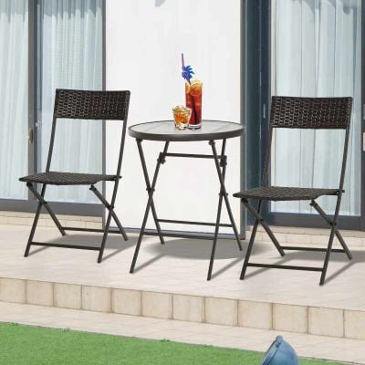 Outsunny 2 Seater Wicker Rattan Bistro Set - Brown - 863-029