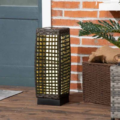 Outsunny Rattan Solar Lantern - Grey - 867-129V00GY