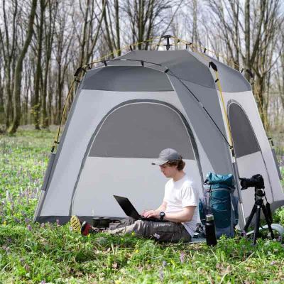 Outsunny 4 Man Pop Up Tent - Light Grey - A20-054LG