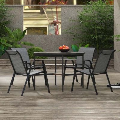 Outsunny Rattan Garden Chairs - Set of 4 - Grey - 861-073V00GY