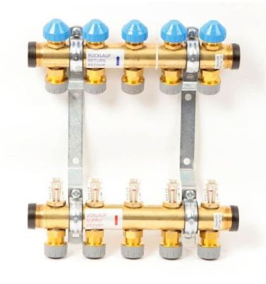 Polypipe UFH Manifold - 5 Port - 15mm - Brass - PB12740