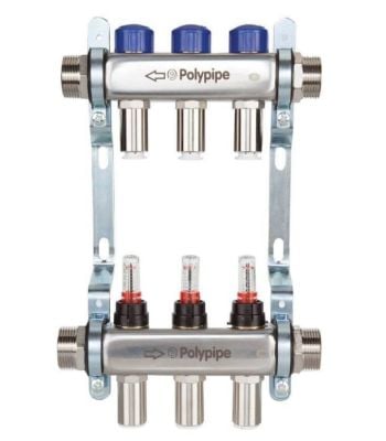 Polypipe (5 Port) 15mm Stainless Steel UFH Manifold - PB12755
