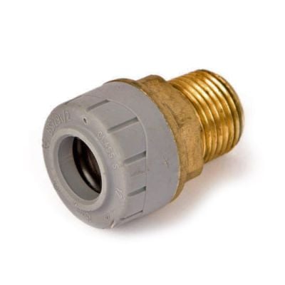 Polyplumb Male Adaptor DZR Brass Body 15mm x 1/2"