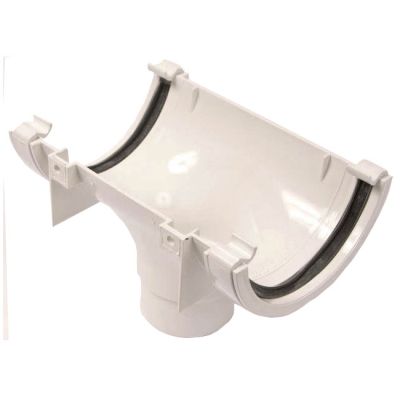 Polypipe 112mm Half Round Rainwater Gutter Running Outlet White