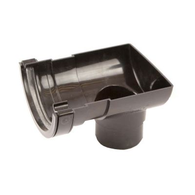 Polypipe 112mm Half Round Rainwater Gutter Stop End Outlet Black