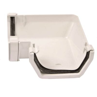 Polypipe 112mm Square Rainwater Gutter 90 Degree Angle White