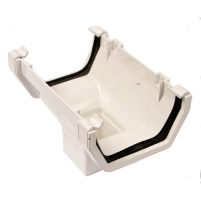 Polypipe 112mm Square Rainwater Gutter Running Outlet White