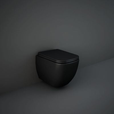 RAK Ceramics Feeling Rimless Wall Hung Toilet Pan - Matt Black - MP13504A