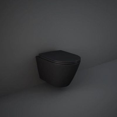 RAK Ceramics Feeling Rimless Wall Hung Toilet Pan - Matt Black - RST23504A