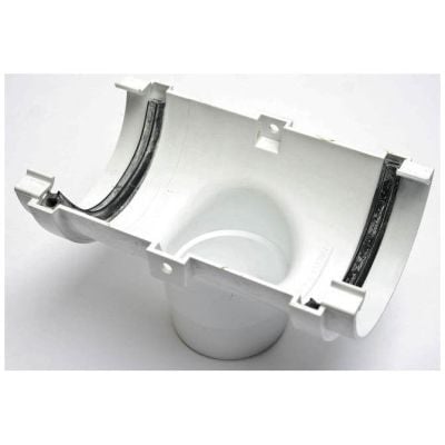 Polypipe 75mm Half Round Rainwater Gutter Running Outlet White, RM305W