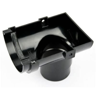 Polypipe 75mm Half Round Rainwater Gutter Stop End Outlet Black, RM306B