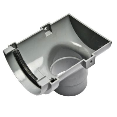 Polypipe 75mm Half Round Rainwater Gutter Stop End Outlet Grey, RM306G
