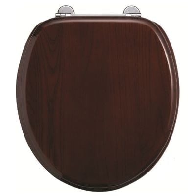 Burlington Soft Close Toilet Seat & Cover with Chrome Hinges - Mahogany - S17