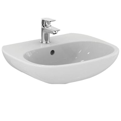 Ideal Standard Tesi 500mm Pedestal Basin 1 Tap Hole with Overflow - White - T031201