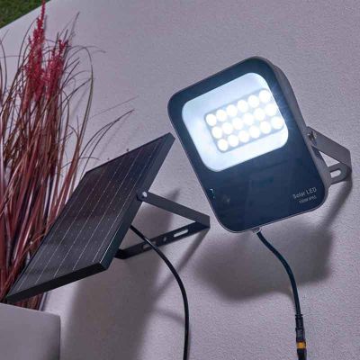 Forum Lighting Denby Remote Control Solar Floodlight IK10 1100 Lumens - Grey - ZN-42053