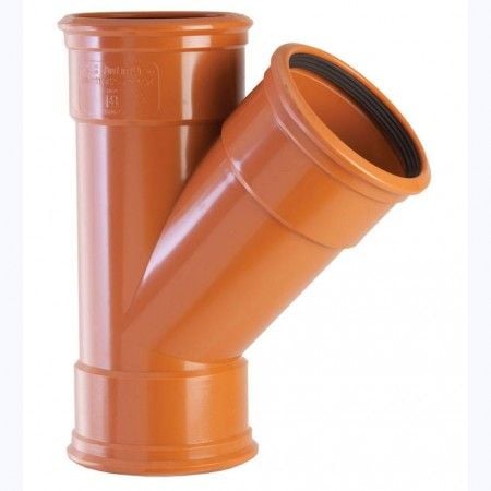 Underground Drainage 45 Degree Triple Socket Triple Flange Polypipe 110mm UG405 Underground Drainage 45 Degree Triple Socket Triple Flange Polypipe 110mm UG405